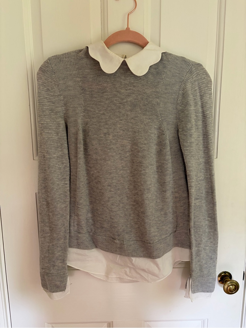 Ted Baker Gray Knit Sweater with White Peter Pan Collar